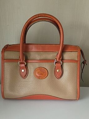 Vintage Dooney & Bourke All-Weather Pebbled Two-Tone Leather Satchel